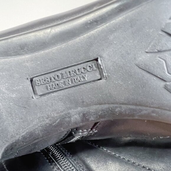 Sesto Meucci y2k Vintage Black Leather Square Toe Booties Quilted Boots Size 8.5 - Picture 5 of 9